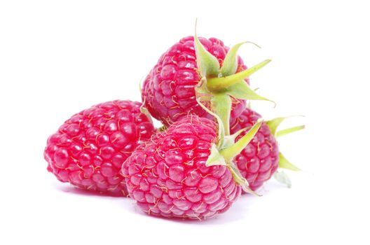 Ripe raspberry isolated on a white background