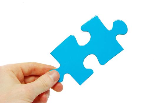  puzzle in hand isolated on white background
