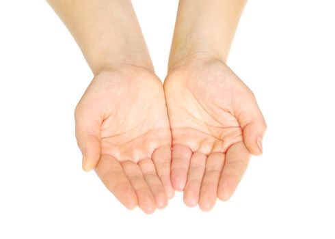 Empty hands isolated on white