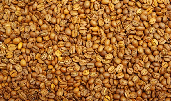 Close up of the aromatic coffe beans