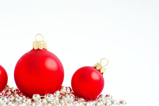 red christmas balls  isolated on a white