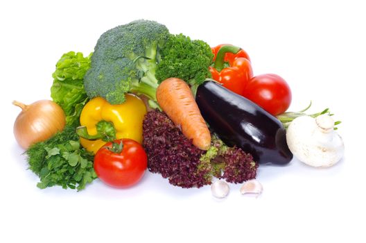 fresh vegetables on the white background