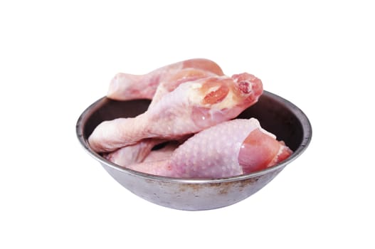 raw chicken drumstick, meat ingredient for cooking.