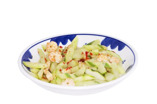 asian food, stir-fried cucumber with shrimps. Home cooking series - 2.