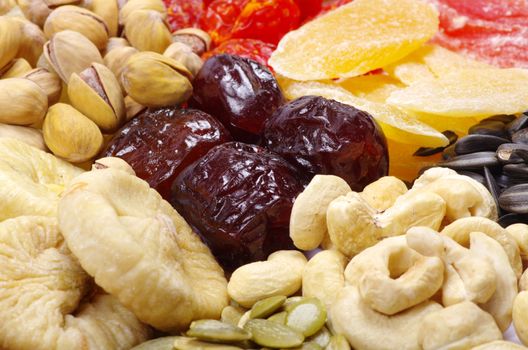 Background made of assorted dried fruits