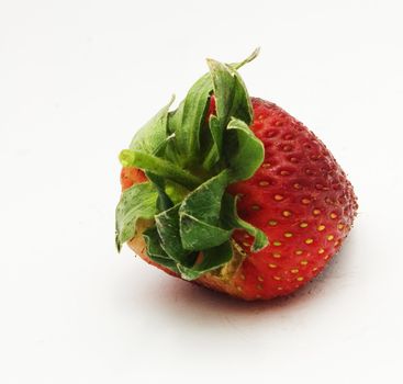 a single and isolated strawberry.
