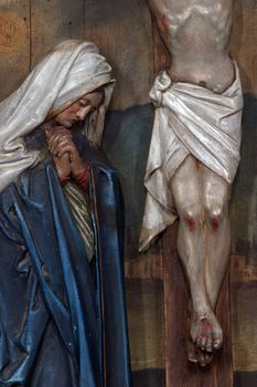 Virgin Mary under the Cross, 12th Stations of the Cross, Jesus dies on the cross