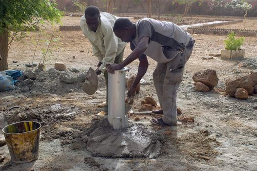 Water is not surfaces some in Africa, but with 40 meters under ground. Humanitarian associations finance and make install pumps in order to draw this water for the life of the village.                                 