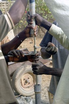 Water is not surfaces some in Africa, but with 40 meters under ground. Humanitarian associations finance and make install pumps in order to draw this water for the life of the village.                                 