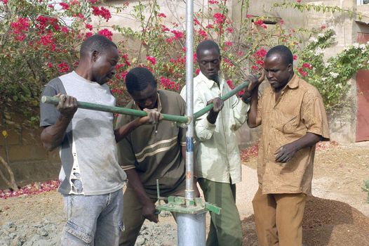 Water is not surfaces some in Africa, but with 40 meters under ground. Humanitarian associations finance and make install pumps in order to draw this water for the life of the village.                                 