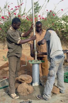 Water is not surfaces some in Africa, but with 40 meters under ground. Humanitarian associations finance and make install pumps in order to draw this water for the life of the village.                                 