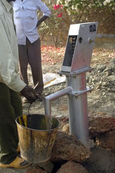 Water is not surfaces some in Africa, but with 40 meters under ground. Humanitarian associations finance and make install pumps in order to draw this water for the life of the village.                                 