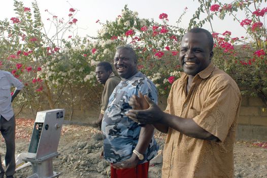 Water is not surfaces some in Africa, but with 40 meters under ground. Humanitarian associations finance and make install pumps in order to draw this water for the life of the village.                                 