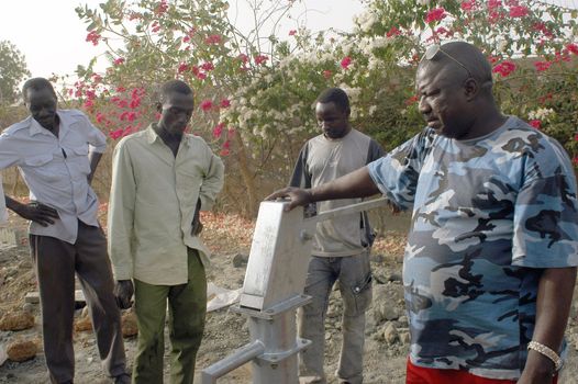 Water is not surfaces some in Africa, but with 40 meters under ground. Humanitarian associations finance and make install pumps in order to draw this water for the life of the village.                                 