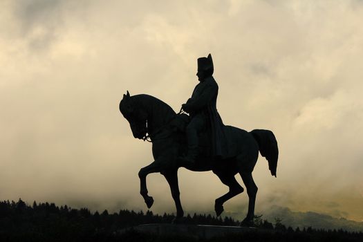Napoleon and horse and sky