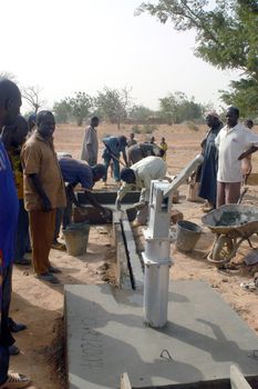 Water is not surfaces some in Africa, but with 40 meters under ground. Humanitarian associations finance and make install pumps in order to draw this water for the life of the village.                                 