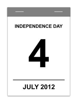 Calender showing July 4th Independence Day USA