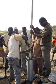 Water is not surfaces some in Africa, but with 40 meters under ground. Humanitarian associations finance and make install pumps in order to draw this water for the life of the village.                                 