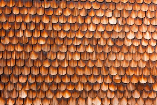 Wooden Shingles of wall siding of historic Black Forest farmhouse, Germany, Europe