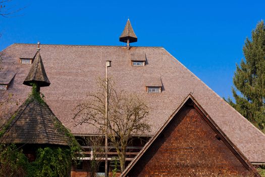 Historic farm buildings of Black Forest in rural Germany.