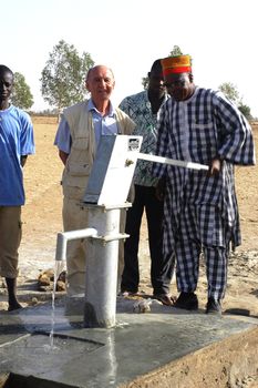 Water is not surfaces some in Africa, but with 40 meters under ground. Humanitarian associations finance and make install pumps in order to draw this water for the life of the village.                                 