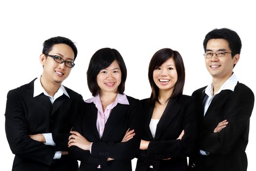Asian business team on white background