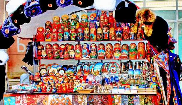 gift shop with dolls and other souvenir merchandise specific to Russia