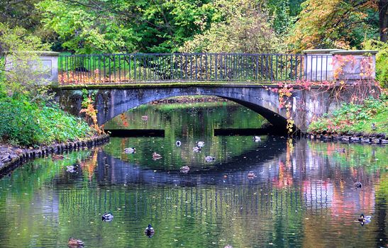 bridge in lazienki park, warsaw, poland