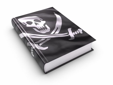 Book covered with pirates flag. Clipping path included.