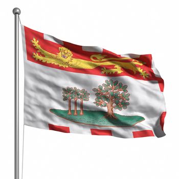 Flag of the Prince Edward Island. Rendered with fabric texture (visible at 100%).  Clipping path included.