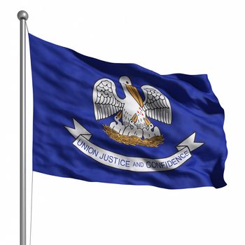 Flag of Louisiana. Rendered with fabric texture (visible at 100%).  Clipping path included.