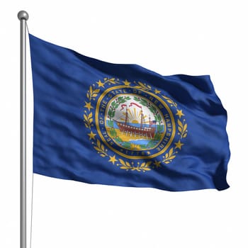 Flag of New Hampshire. Rendered with fabric texture (visible at 100%).  Clipping path included.