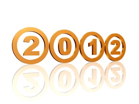 3d golden rings with figures with text 2012