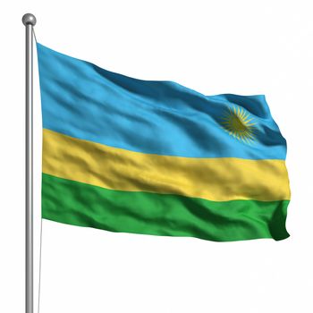 Flag of Rwanda. Rendered with fabric texture (visible at 100%). Clipping path included.