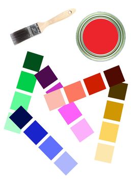 Paint charts isolated against a white background