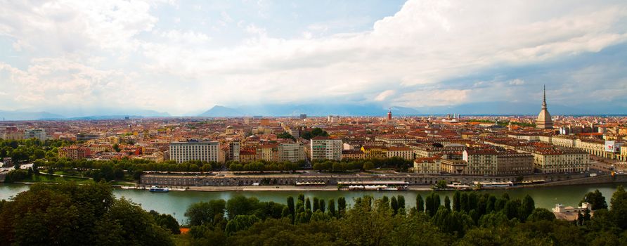 a view of Turin with a famous Mole Anttonelliana