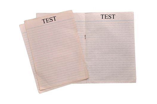 Lined white test paper on white backgroung