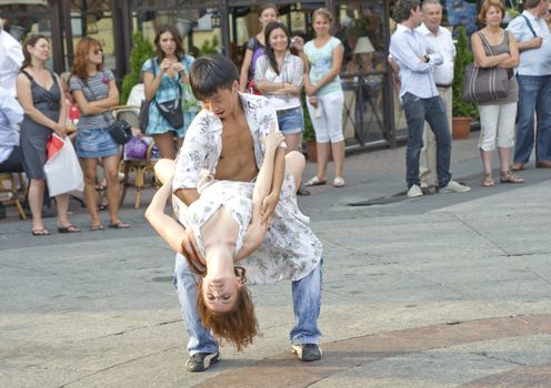 Dances in the street of St Petersburg, Russia