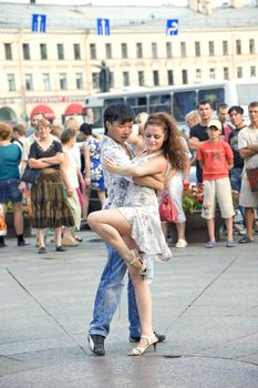 Dances in the street of St Petersburg, Russia