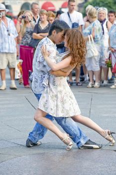 Dances in the street of St Petersburg, Russia