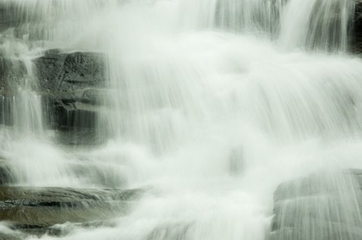 japanese garden waterfall, black and white