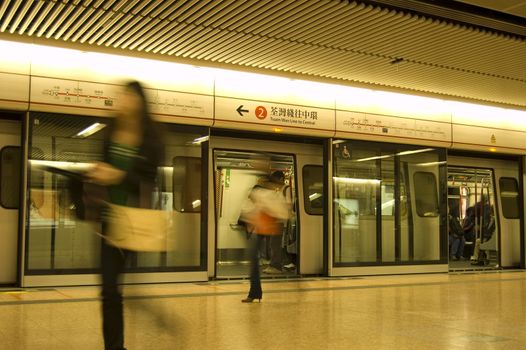 blur people at train station, Hong Kong