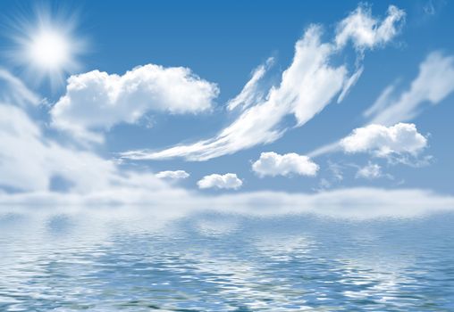 Photo of clouds and sun in the background