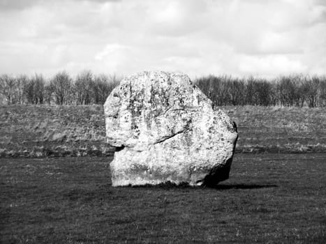 One of the many ancient standing stones in Avebury stone circle.
