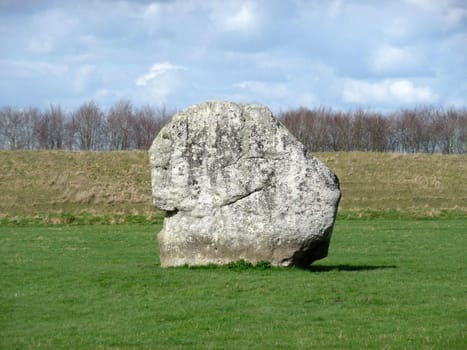 One of the many ancient standing stones in Avebury stone circle.
