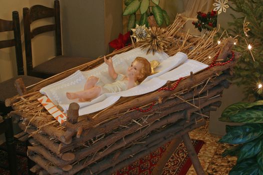 A baby Jesus figure on Christmas