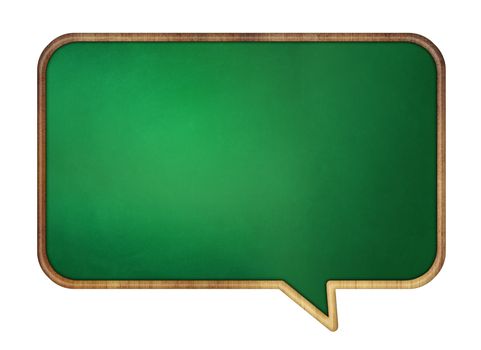 Speech bubble school desk with wooden frame. Isolated on white.