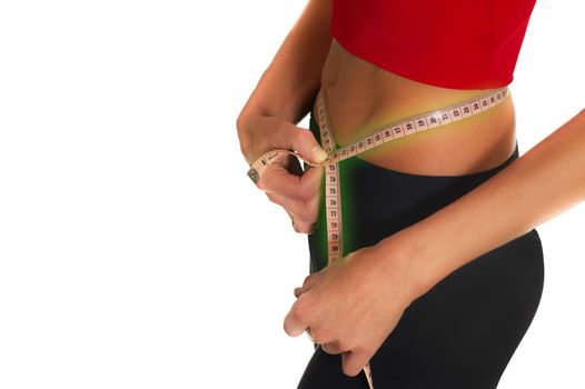 Torso View of Woman with Weight Loss Measuring Tape
