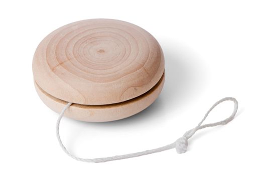 Wooden yo-yo toy isolated on white background.