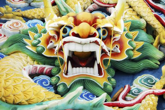 Typical auspicious dragon status in chinese temple that brings good luck.